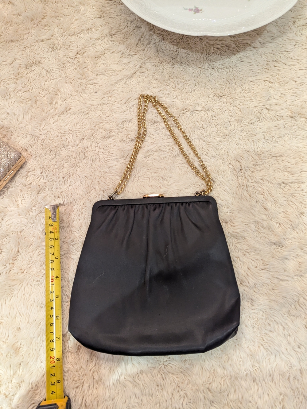 Classic Black Evening Shoulder Bag with Gold Chain